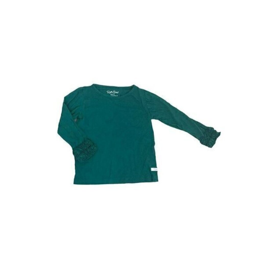 RuffleButts Green Ruffle Long sleeve Shirt